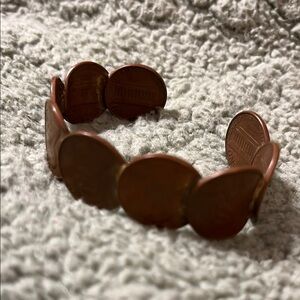 Unique Copper Coin Bracelet made with 9 pennies.